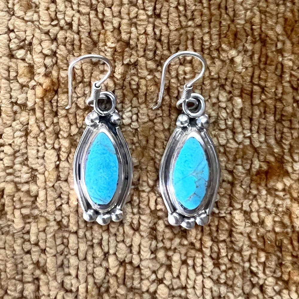 Turquoise and Silver Drop Earrings